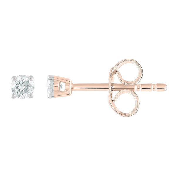 Stud Earrings with 0.1ct Diamonds in 9K Rose Gold