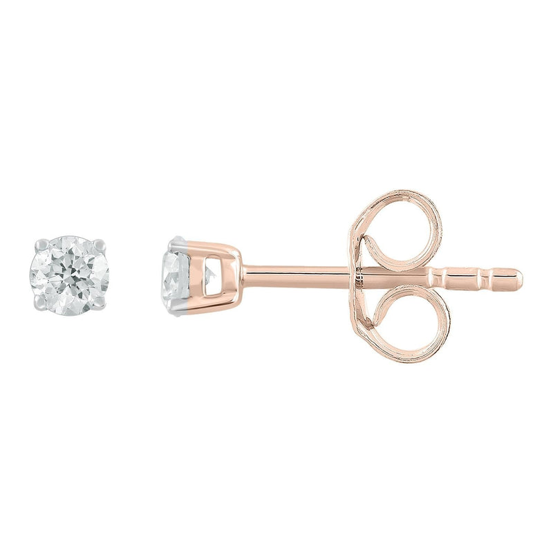 Stud Earrings with 0.15ct Diamonds in 9K Rose Gold