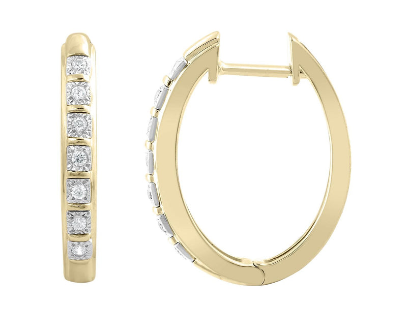 Huggie Earrings with 0.1ct Diamonds in 9K Yellow Gold