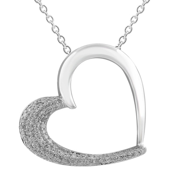 9ct White Gold 0.12ct Diamond Heart Pendant
