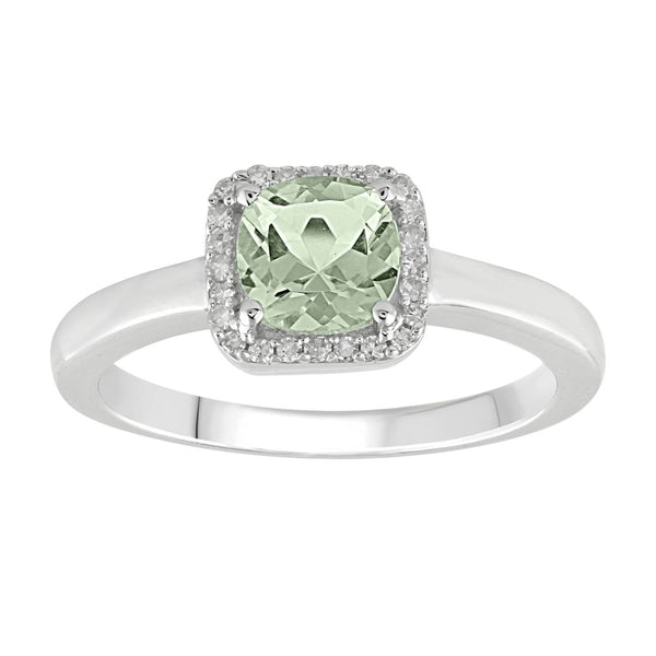 Green amethyst and diamond on sale ring