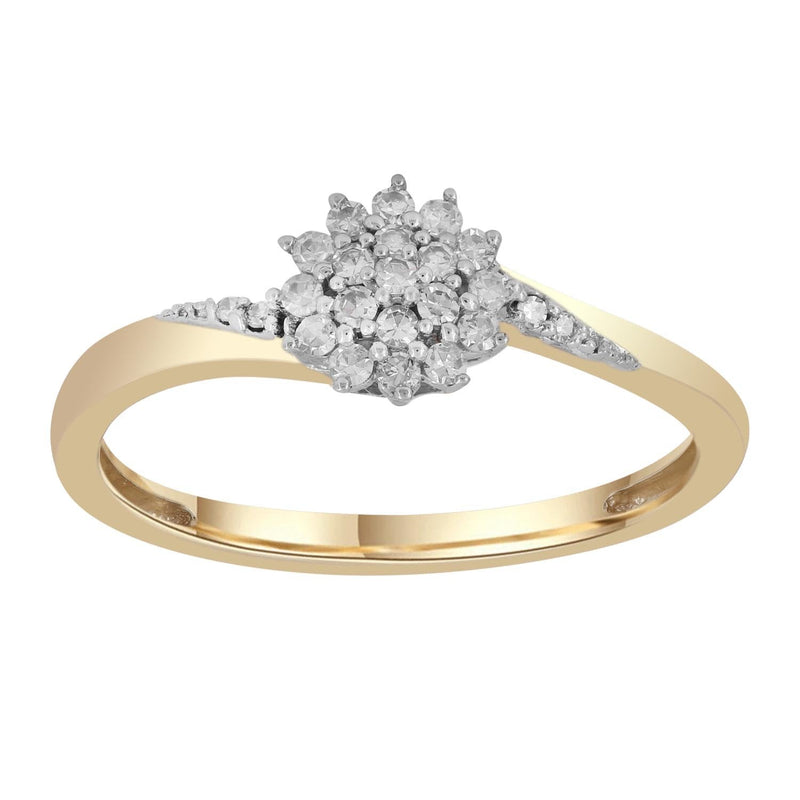 Diamond cluster engagement ring deals yellow gold