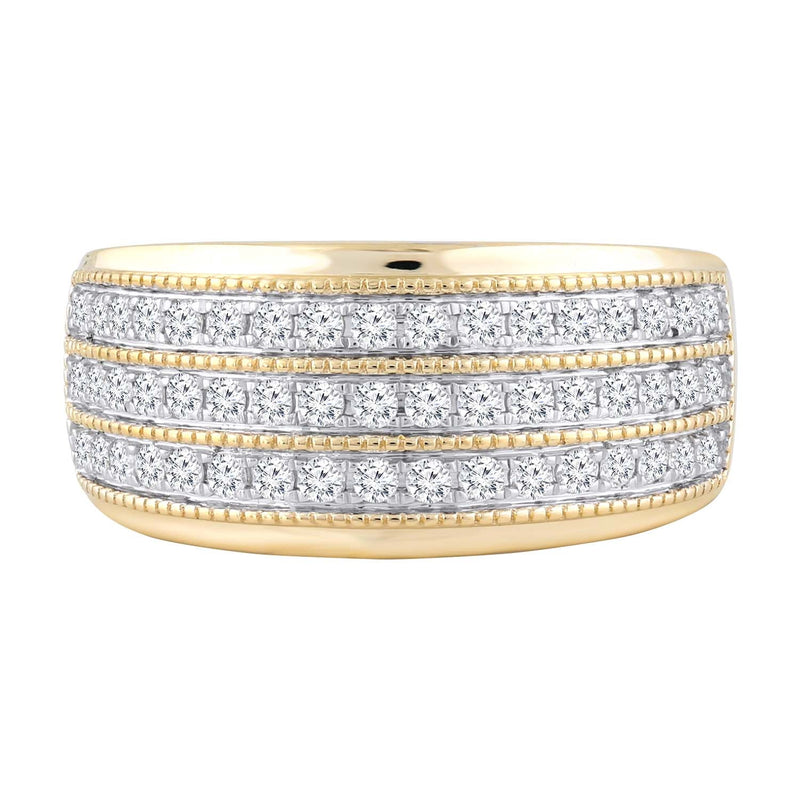 Three Layer Ring with 0.5ct Diamonds in 9K Yellow Gold