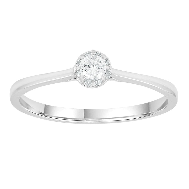 Solitaire Ring with 0.2ct Diamonds in 9K White Gold