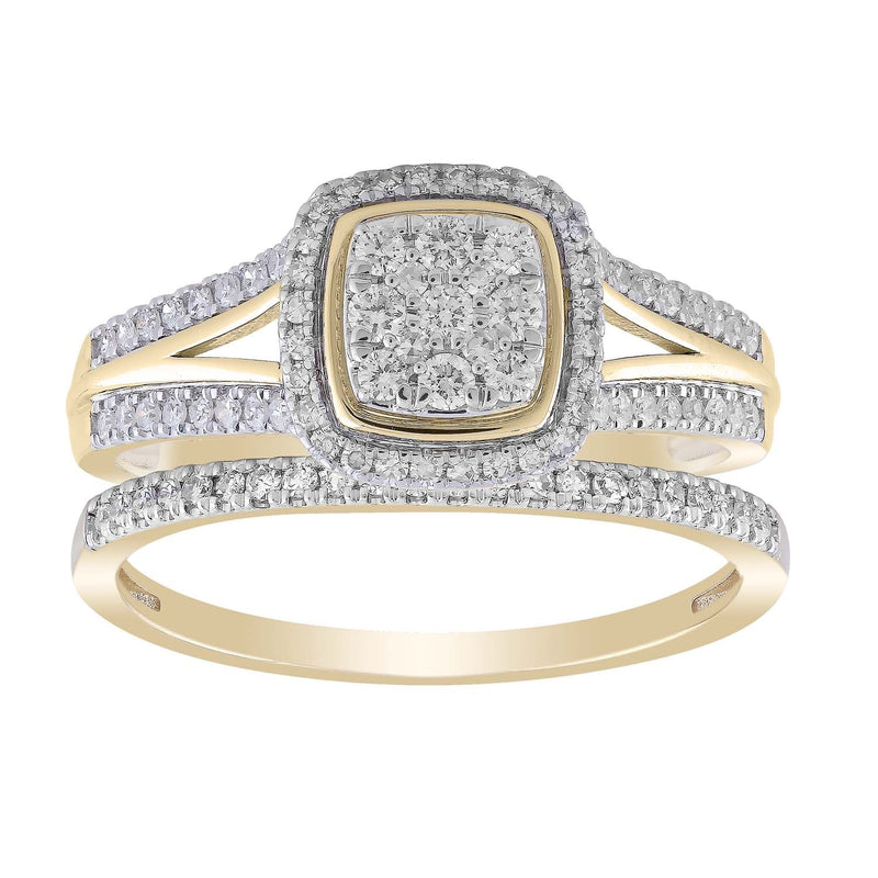 Cluster Ring Set with 0.5ct Diamonds in 9K Yellow Gold