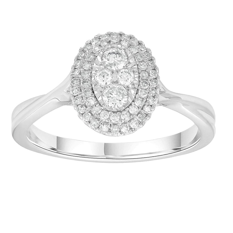 Cluster Ring with 0.3ct Diamonds in 9K White Gold