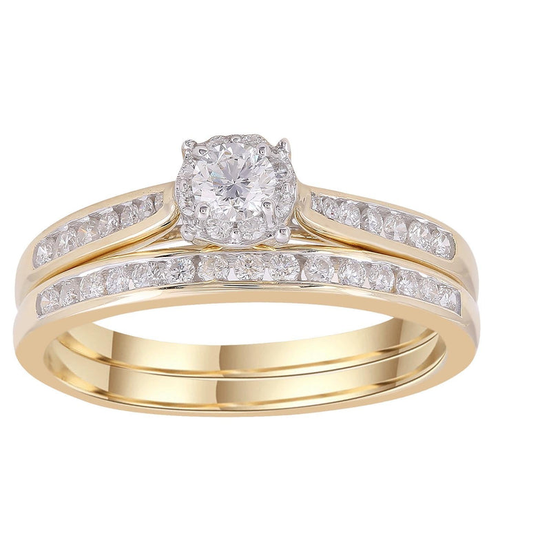 Engagement & Wedding Ring Set with 0.5ct Diamonds in 9K Yellow Gold