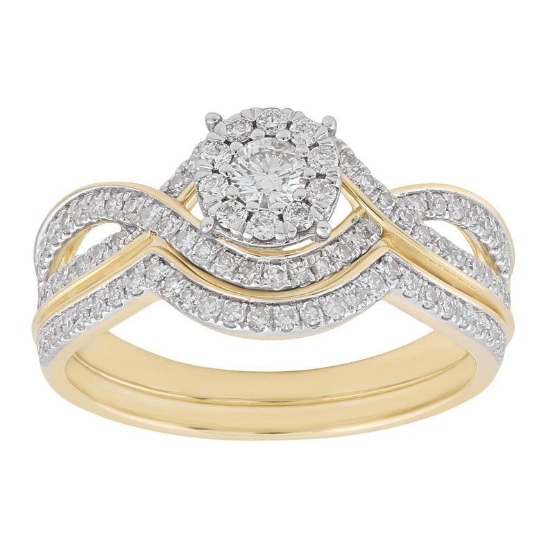 9ct Yellow Gold 0.50ct Diamond Engagement & Wedding Ring Set