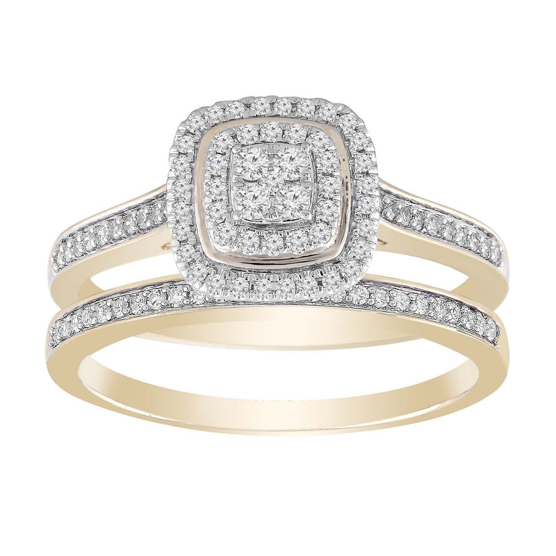 Cluster Ring Set with 0.35ct Diamond in 9K Yellow Gold