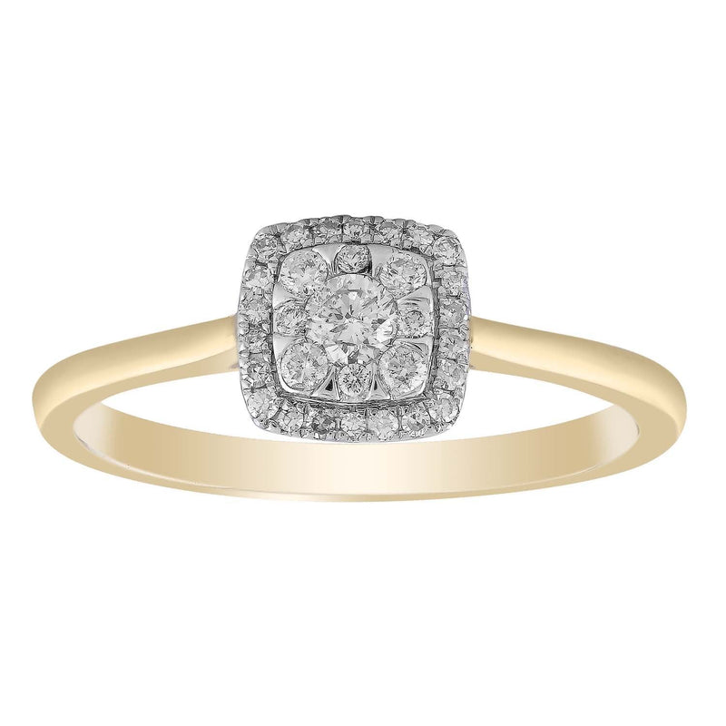 Cluster Ring with 0.25ct Diamond in 9K Yellow Gold
