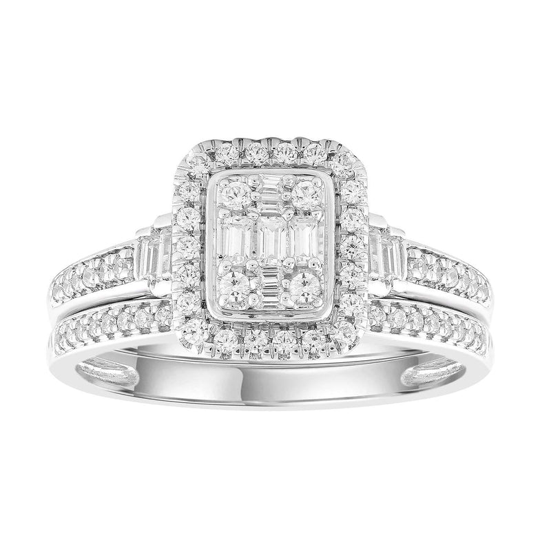 Engagement & Wedding Ring Set with 0.4ct Diamonds in 9K White Gold