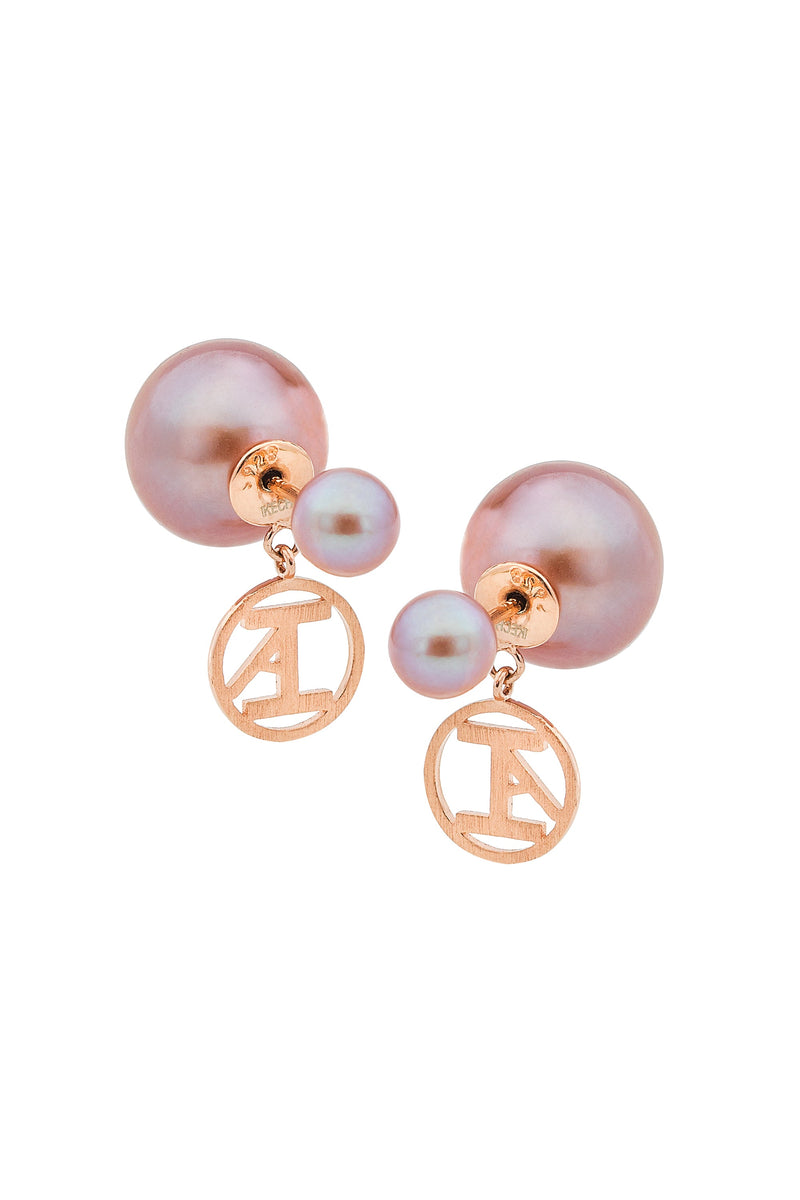 Rose Gold Plated Pink Freshwater Pearl Stud Earrings