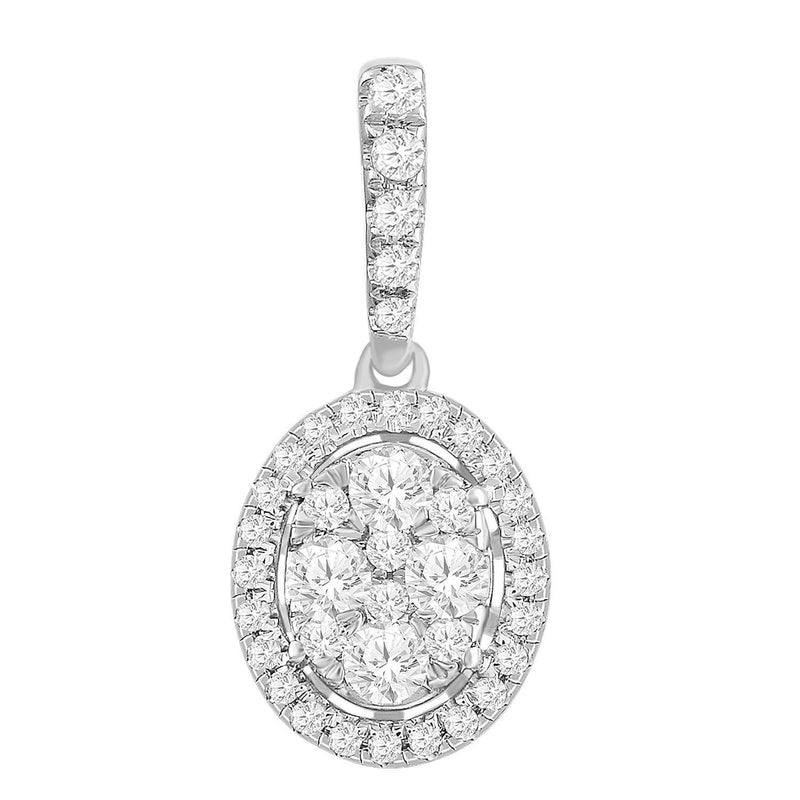 Oval Pendant with 0.33ct Diamonds in 9K White Gold