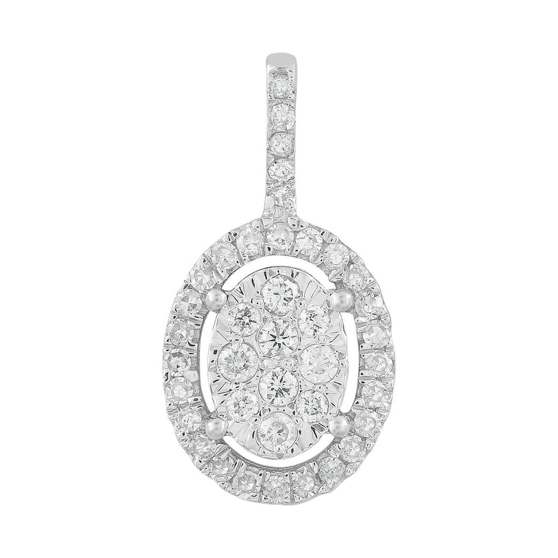 Oval Pendant with 0.15ct Diamonds in 9K White Gold