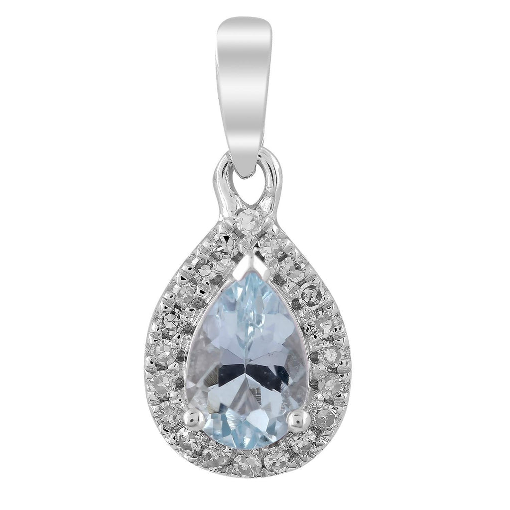 Aquamarine and diamond hot sale necklace white gold