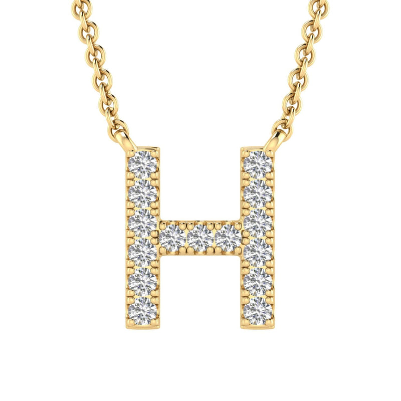 9ct Yellow Gold Diamond Initial 'H' Necklace