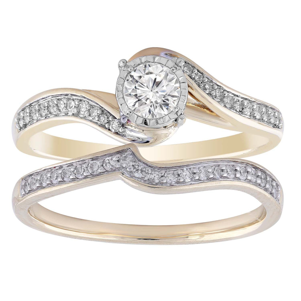 Swirl engagement ring with wedding deals band