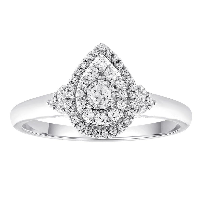 Pear Ring with 0.33ct Diamonds in 9K White Gold