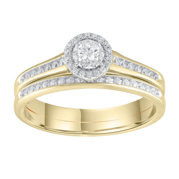 Engagement & Wedding Ring Set with 0.33ct Diamonds in 9K Yellow Gold