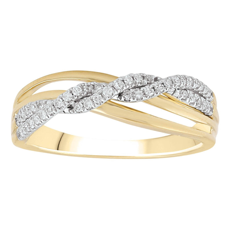 9ct Yellow Gold 0.15ct Diamond Twist Ring