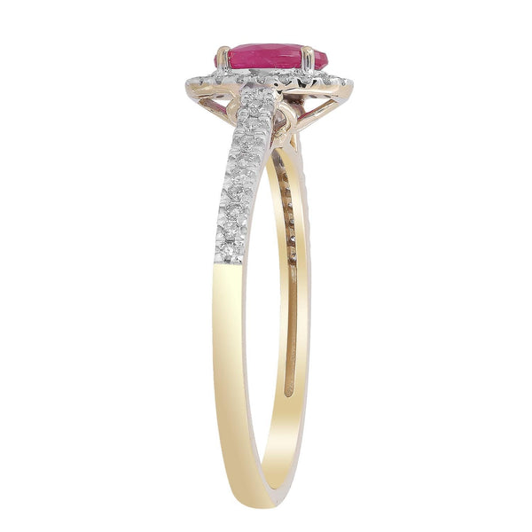 Ruby Ring with 0.15ct Diamonds in 9K Yellow Gold
