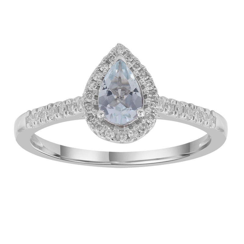 Aquamarine Ring with 0.15ct Diamonds in 9K White Gold