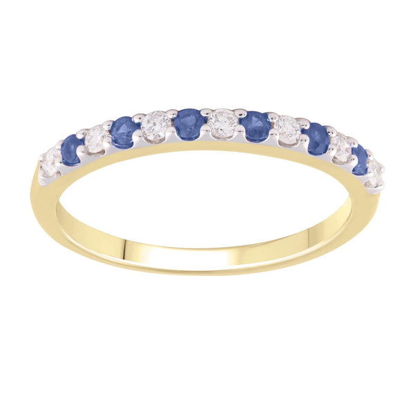 9ct Yellow Gold 0.15ct Diamond Sapphire Ring