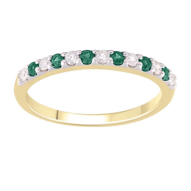9ct Yellow Gold 0.15ct Diamond Emerald Ring