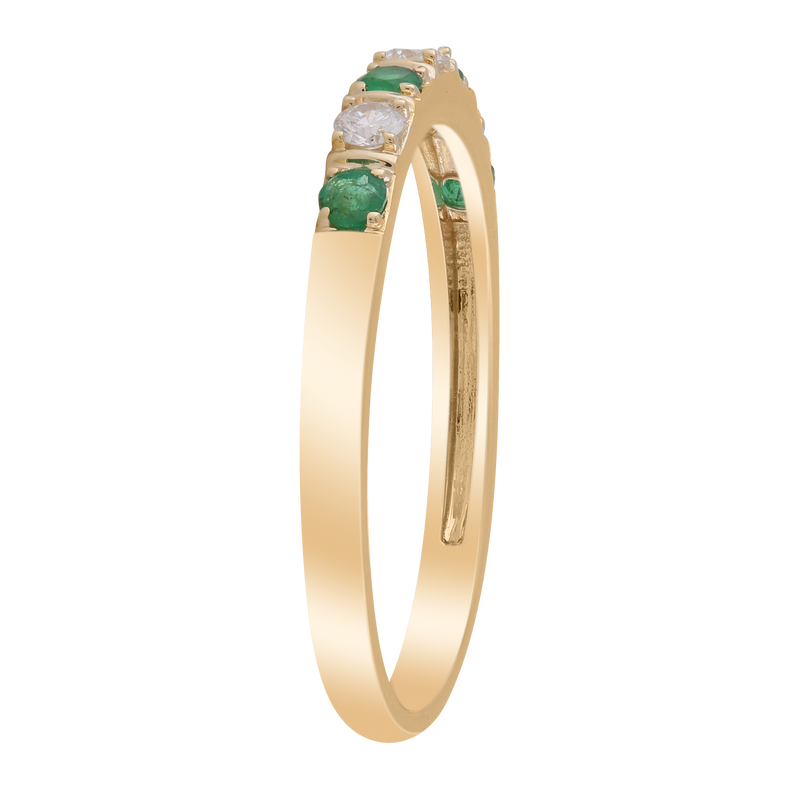 Emerald Ring with 0.1ct Diamonds in 9K Yellow Gold