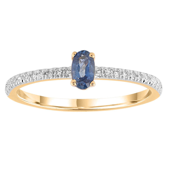 9ct Yellow Gold 0.12ct Diamond Sapphire Ring