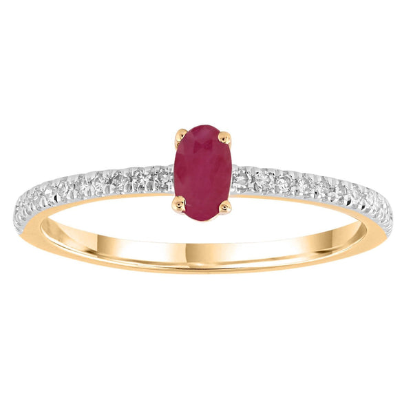 9ct Yellow Gold 0.12ct Diamond Ruby Ring