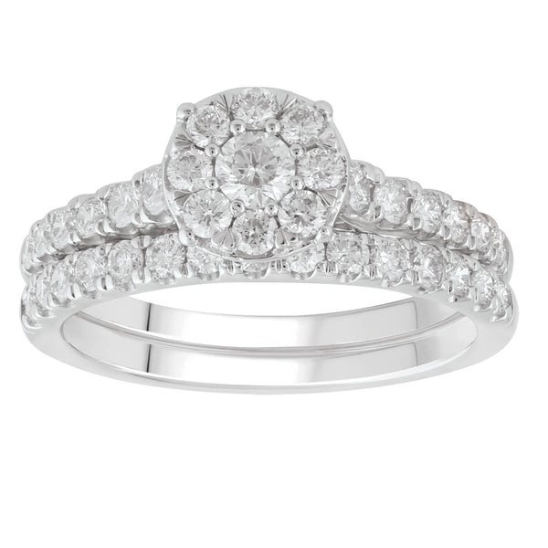 18ct White Gold 1ct Diamond Engagement & Wedding Ring Set