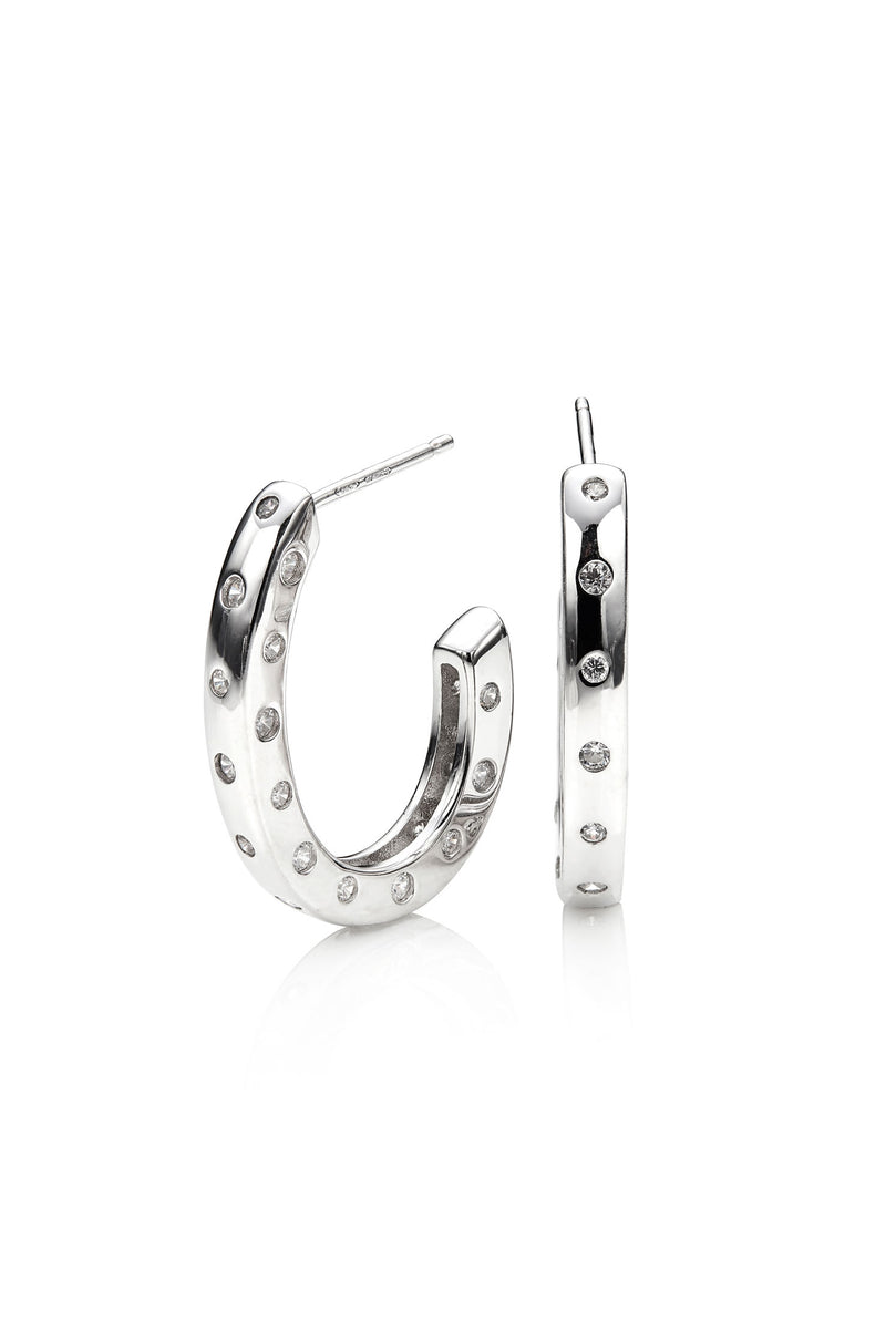 Silver & Cubic Zirconia Hoop Earrings