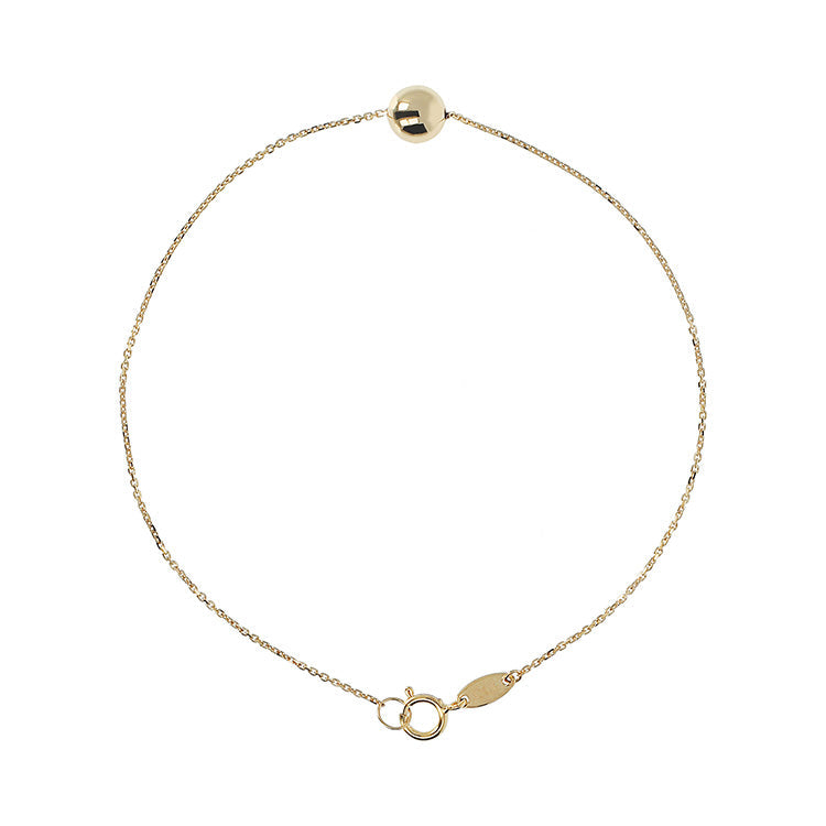 9ct Yellow Gold Single Ball Necklace 19cm