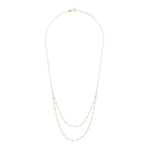 9ct Yellow Gold Beaded Double Chain Necklace 48cm