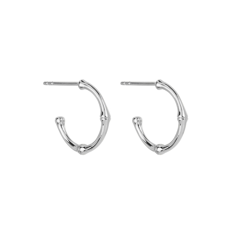 NAJO Bamboo Small Silver Stud Hoop Earring