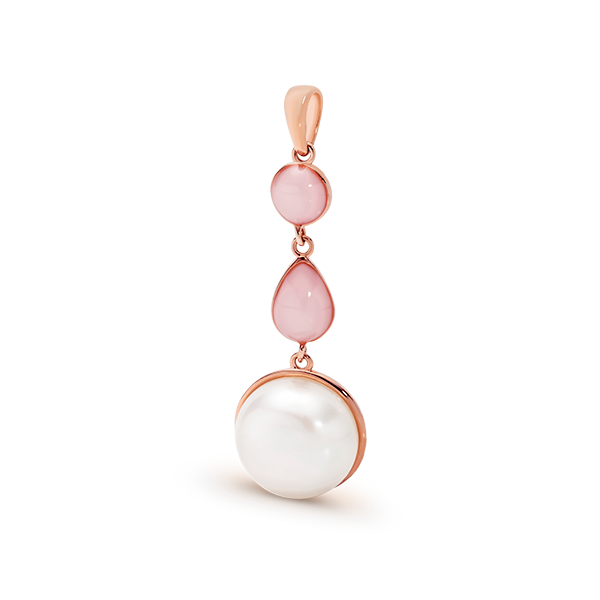 Sterling Silver & Rose Gold Plated Freshwater Pearl Pink Enamel Pendant