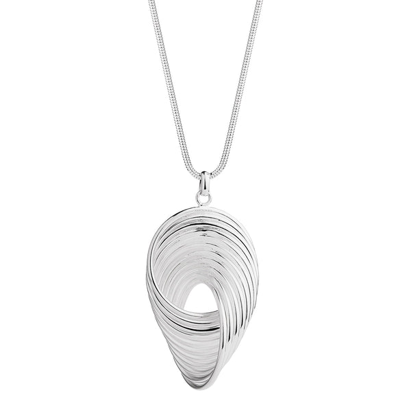 Large silver store pendant necklace